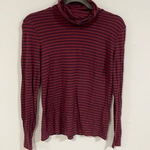 Women’s burgundy blue striped turtleneck size s